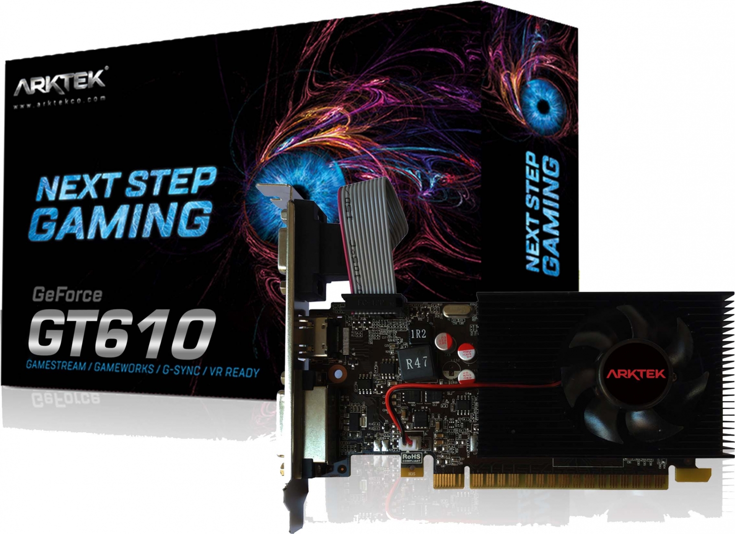Видеокарта 2GB Arktek GeForce GT610 AKN610D3S2GL1 (810MHz, DDR3, 64bit, VGA/DVI-I/HDMI) Видеокарта 2GB Arktek GeForce GT610 AKN610D3S2GL1 (810MHz, DDR3, 64bit, VGA/DVI-I/HDMI)