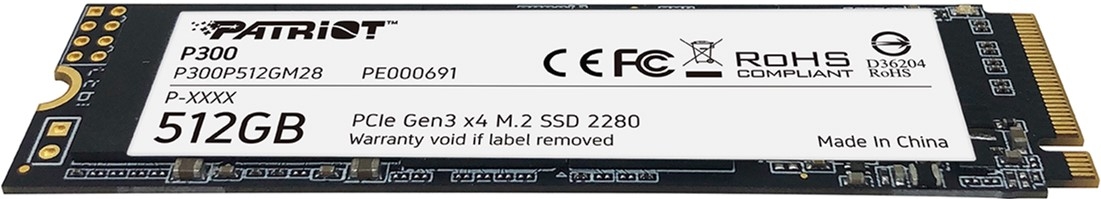 Накопитель SSD M.2 512GB Patriot P300P512GM28 P300 (M.2 2280 PCI-E, Reading 1700 MB/s, Writing 1200 Mb/s) Накопитель SSD M.2 512GB Patriot P300P512GM28 P300 (M.2 2280 PCI-E, Reading 1700 MB/s, Writing 1200 Mb/s)
