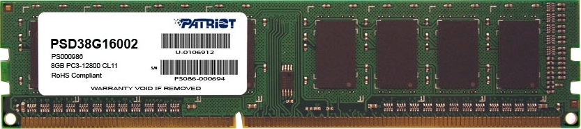Модуль памяти DIMM 8GB DDR3 PATRIOT PSD38G16002 (PC12800, 1600MHz)