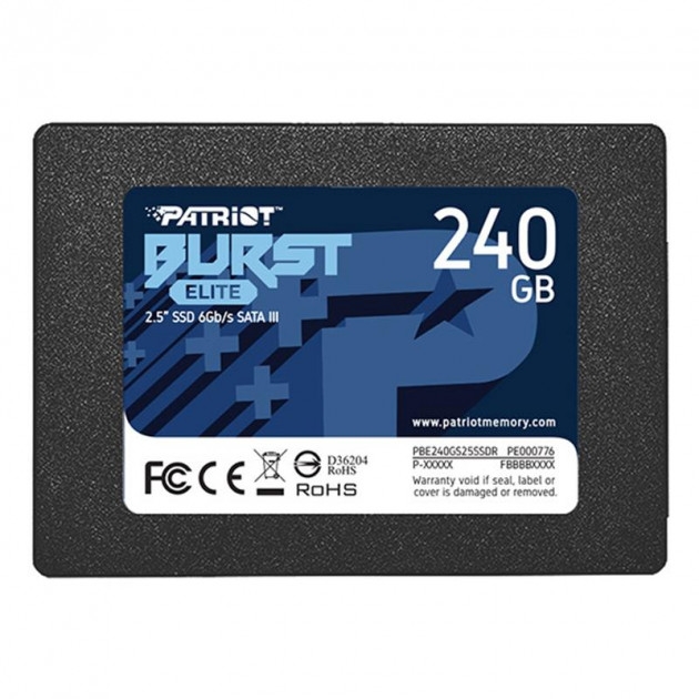 Накопитель SSD 240GB PATRIOT PBE240GS25SSDR (2.5", SATA3, TLC 3D, 450/320Mbps) Накопитель SSD 240GB PATRIOT PBE240GS25SSDR (2.5