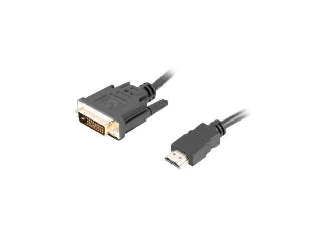 Кабель LANBERG CA-HDDV-20CU-0018-BK HDMI(M)-DVI-D(M) (24+1) 1.8M, DUAL LINK, 4K, Gold Plated, BLACK