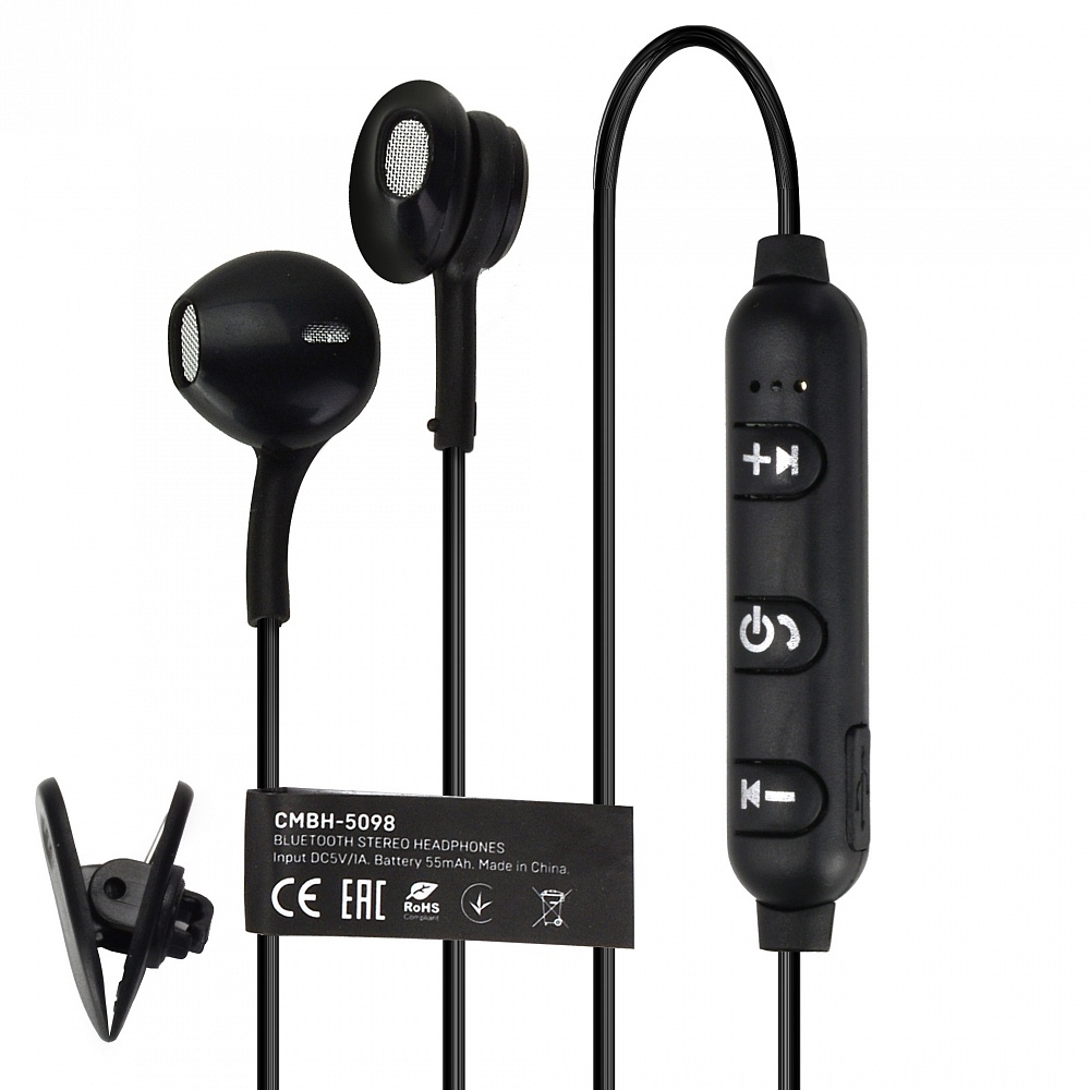 Наушники с микрофоном беспроводные CrownMicro CMBH-5098 (Bluetooth 5.0, Black) Наушники с микрофоном беспроводные CrownMicro CMBH-5098 (Bluetooth 5.0, Black)