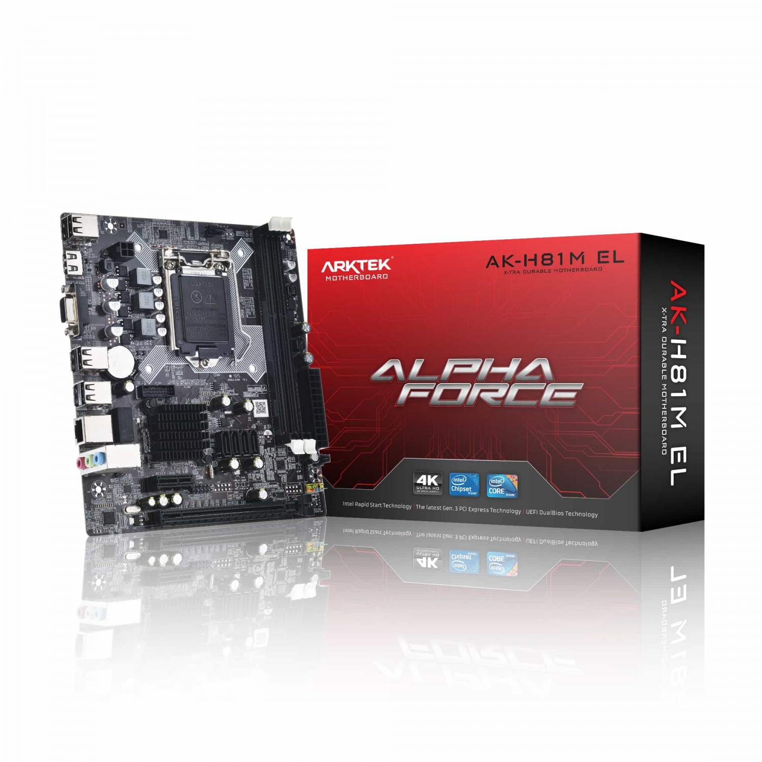 Мат. плата Arktek H81 AK-H81M EL (S-1150, H81, VGA, HDMI, PCI-E, 2DDR3, PCI, SATA3, GbLAN)