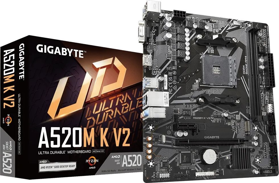 Мат. плата Gigabyte A520M-K V2 (S-AM4, A520, VGA, DVI, HDMI, 3xPCI-E, 2DDR4, SATAIII RAID, M.2, PCI, SATA3, GbLAN)