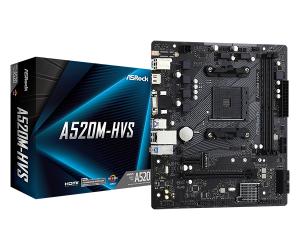 Мат. плата Asrock A520M-HVS (S-AM4, A520, VGA, DVI, HDMI, 2xPCI-E, 2DDR4, M.2, SATAIII RAID, PCI, SATA3, GbLAN) Мат. плата Asrock A520M-HVS (S-AM4, A520, VGA, DVI, HDMI, 2xPCI-E, 2DDR4, M.2, SATAIII RAID, PCI, SATA3, GbLAN)