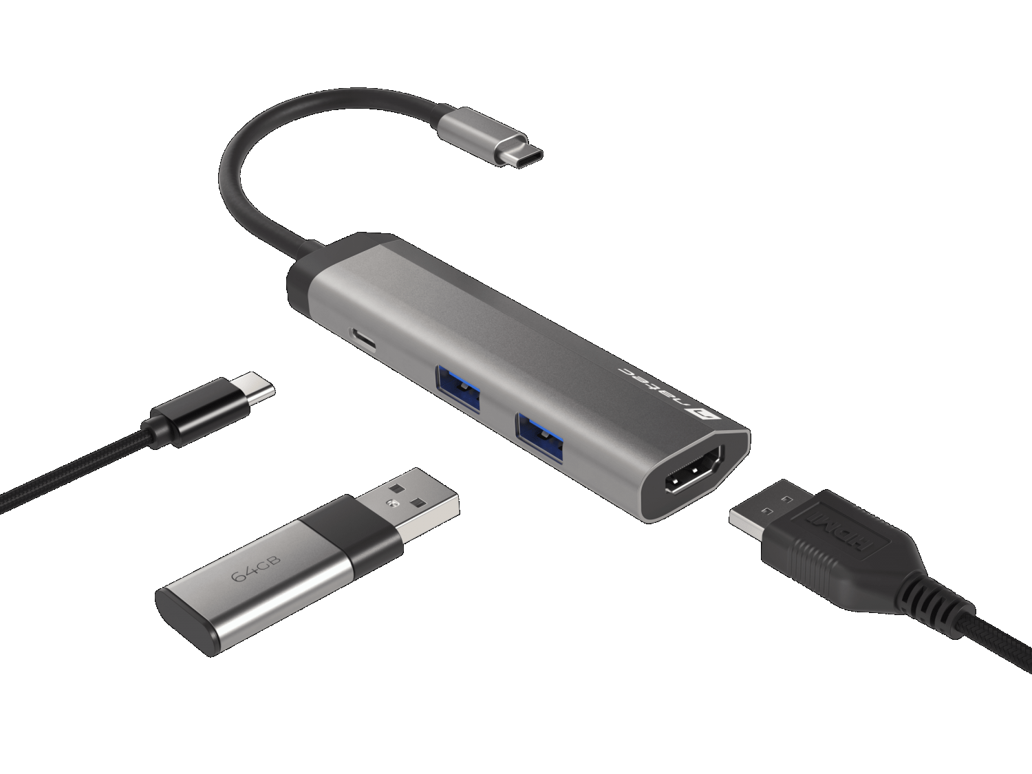 Док-станция Natec FOWLER SLIM (2xUSB 3.0, HDMI 4K, USB-C)