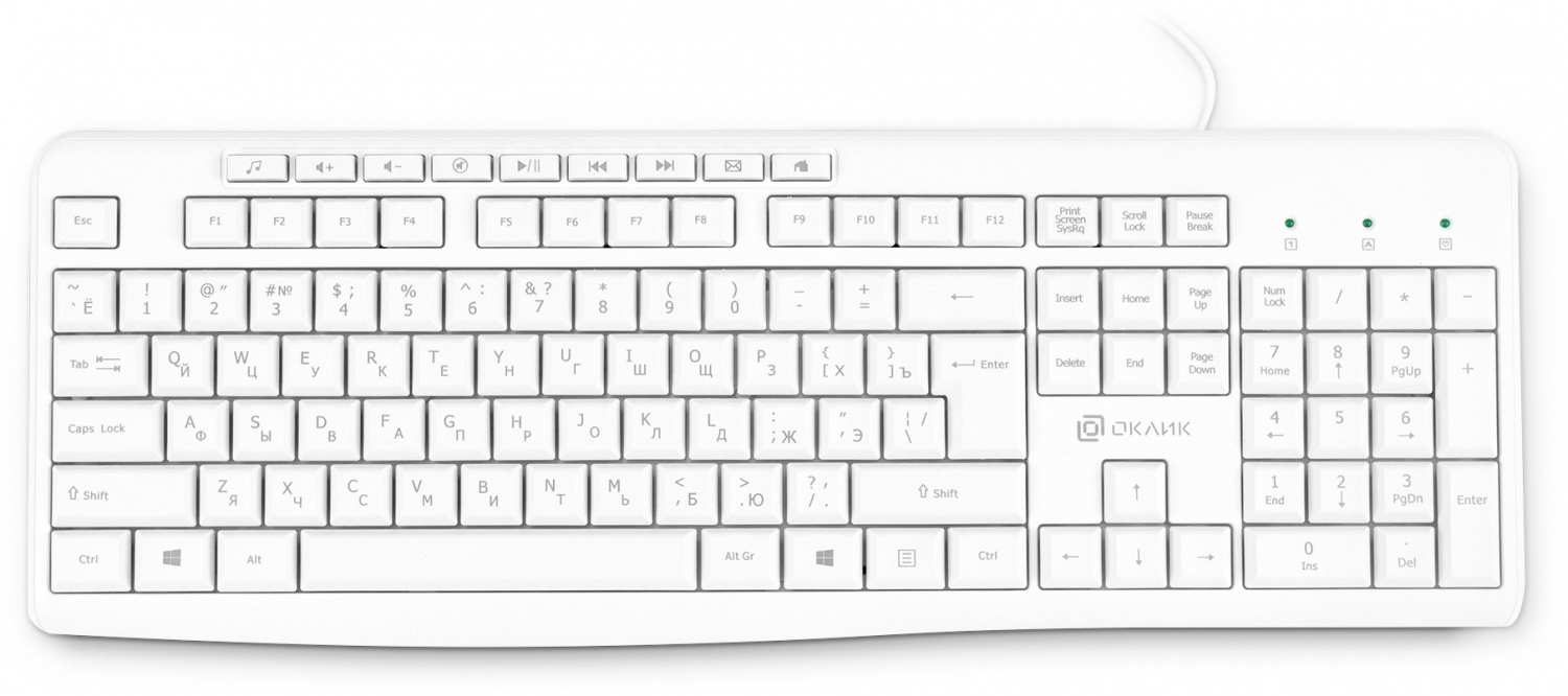 Клавиатура Oklick 305M (White, Multimedia, USB) Клавиатура Oklick 305M (White, Multimedia, USB)