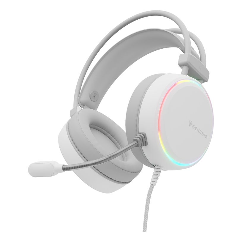 Наушники с микрофоном Genesis NSG-2093 NEON 613 WHITE, RGB, Gaming (Mini-Jack/USB) Наушники с микрофоном Genesis NSG-2093 NEON 613 WHITE, RGB, Gaming (Mini-Jack/USB)