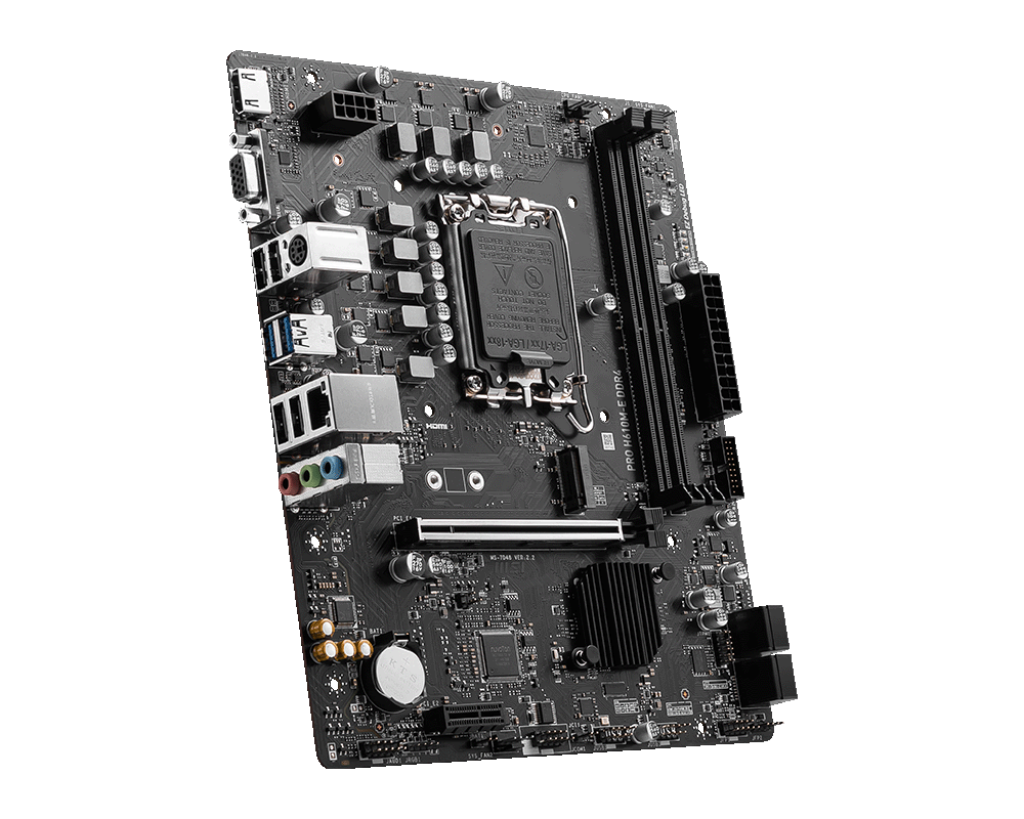 Мат. плата MSI PRO H610M-E DDR4 (S-1700, H610, VGA, HDMI, 2PCI-E, 2DDR4, SATA3, GbLAN) Мат. плата MSI PRO H610M-E DDR4 (S-1700, H610, VGA, HDMI, 2PCI-E, 2DDR4, SATA3, GbLAN)
