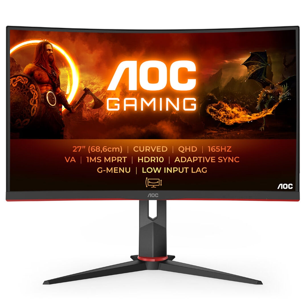 Монитор LED 27" AOC Gaming CQ27G2S/BK (2K VA Curved, 2560x1440, 165Hz, 4000:1, 4ms, HDR10, 2xHDMI/DP) Монитор LED 27