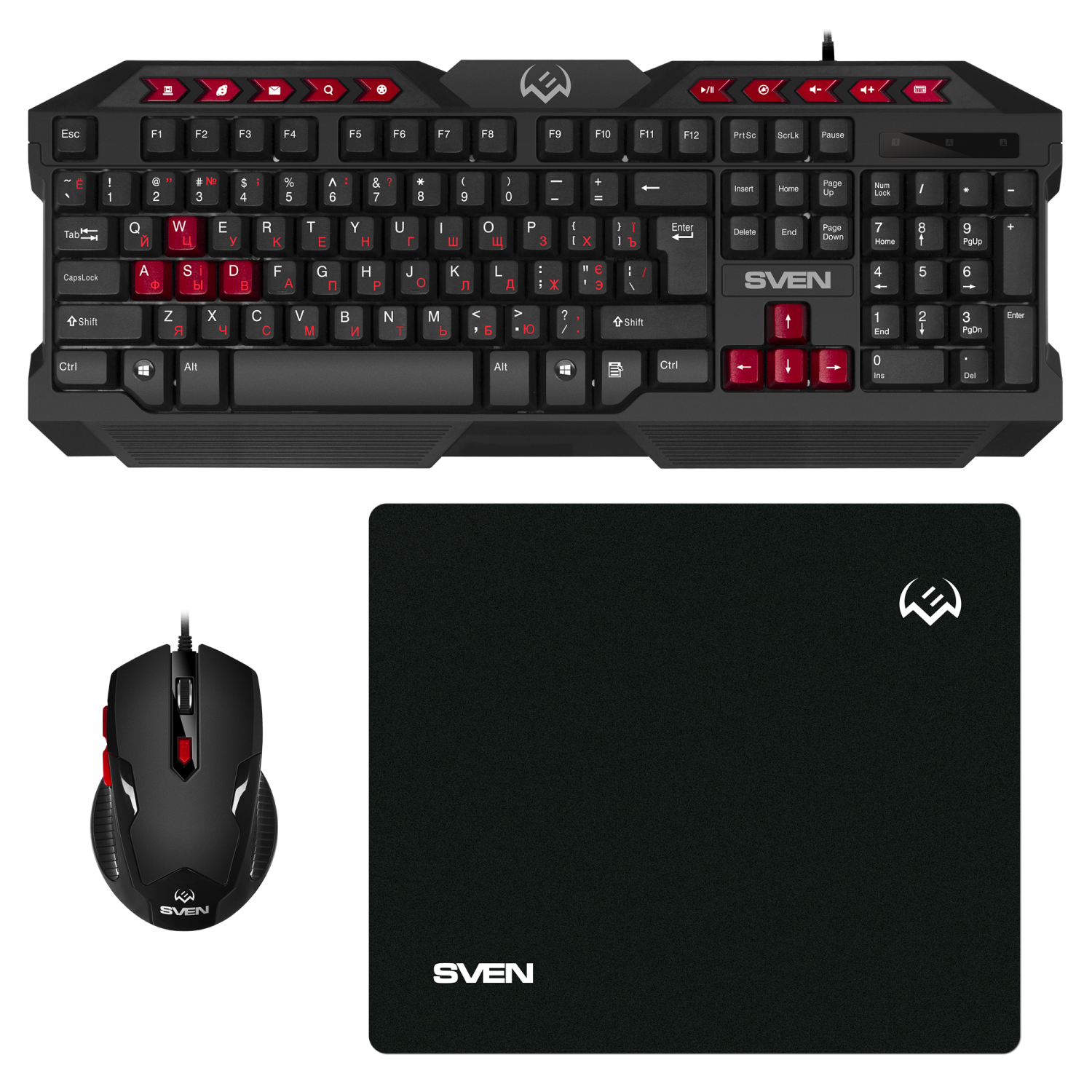 Клавиатура+Мышь+Коврик SVEN GS-9200 Gaming (2400DPI, Black, USB) Клавиатура+Мышь+Коврик SVEN GS-9200 Gaming (2400DPI, Black, USB)