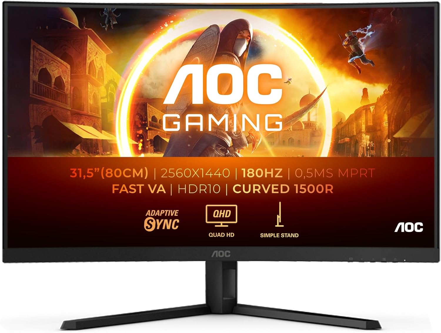 Монитор LED 32" AOC CQ32G4VE (QHD VA, 2560x1440, 3500:1, 0.5ms, HDR10, 2xHDMI/DP, Curved, Black) Монитор LED 32