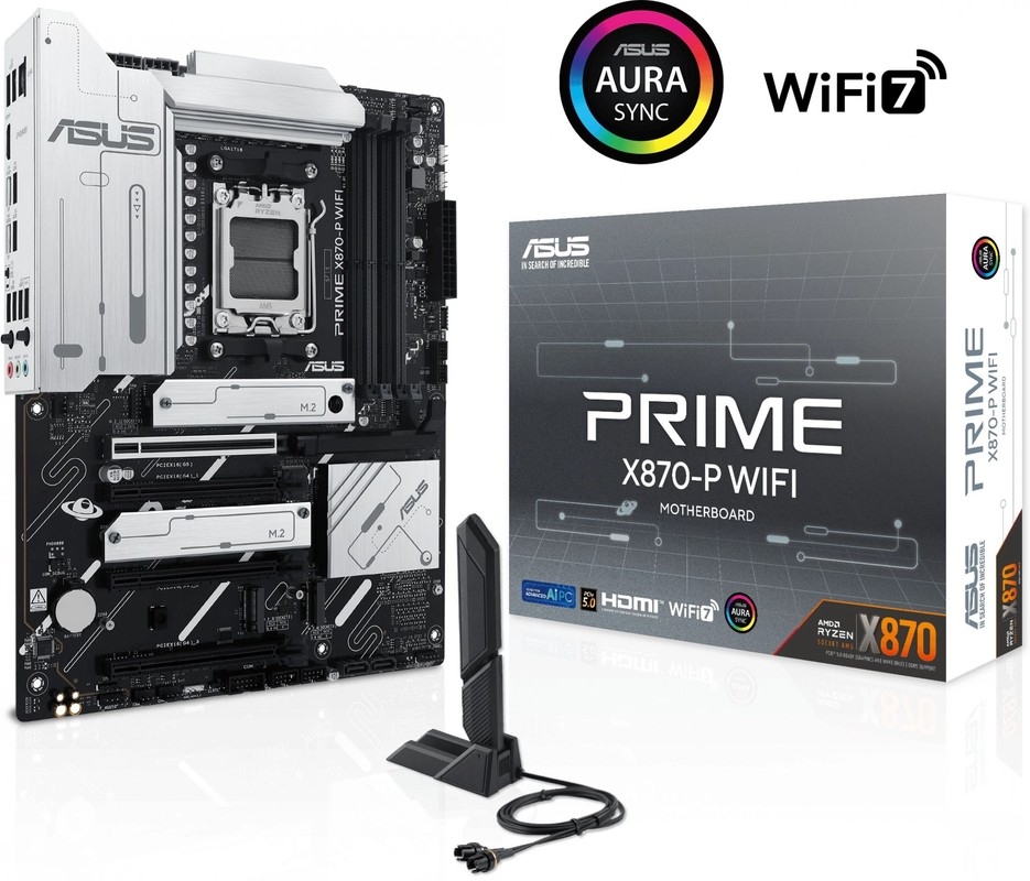 Мат. плата ASUS PRIME X870-P WIFI (S-AM5, X870, HDMI, 1xPCI-E 5.0, 3xPCI-E 4.0, 4xDDR5, SATAIII RAID, PCI, BT5.4, 2.5GbLAN)