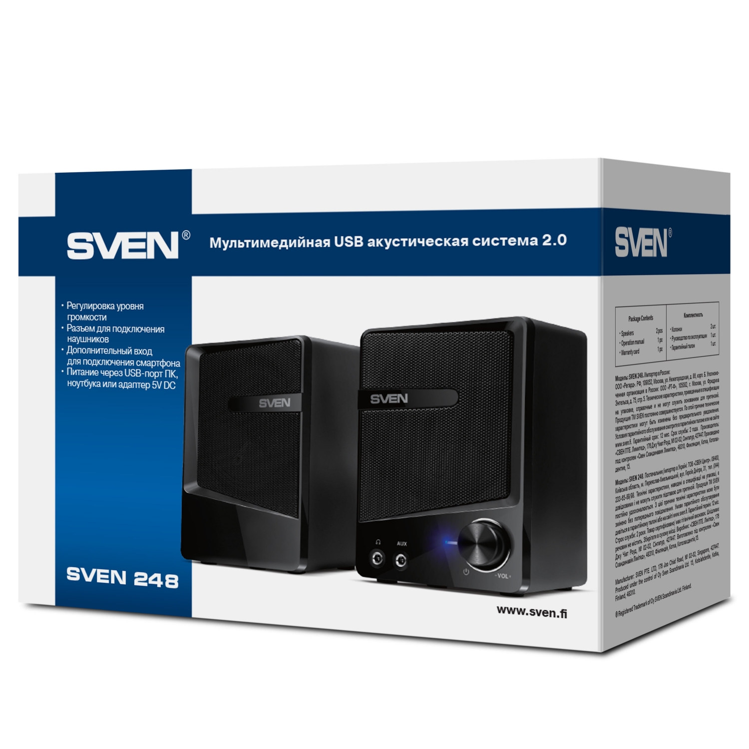 Колонки SVEN 248 (2.0, 2x3W, USB, Black) Колонки SVEN 248 (2.0, 2x3W, USB, Black)