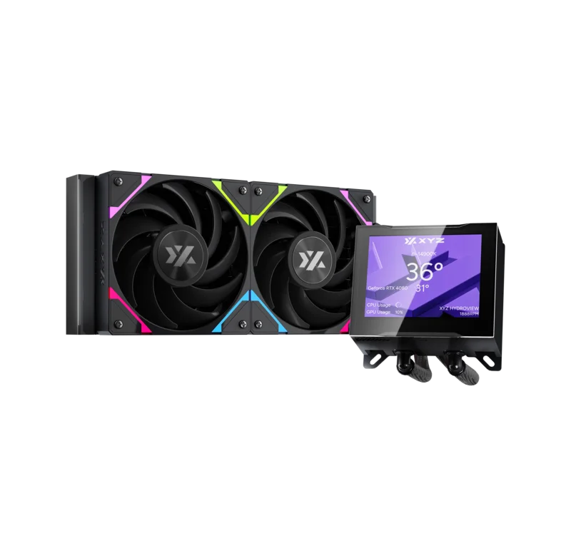 Кулер система жидкостного охлаждения XYZ HYDROVIEW 240 Black (INTEL/AMD, LCD Screen, X-WC-HYDROVIEW-240B)