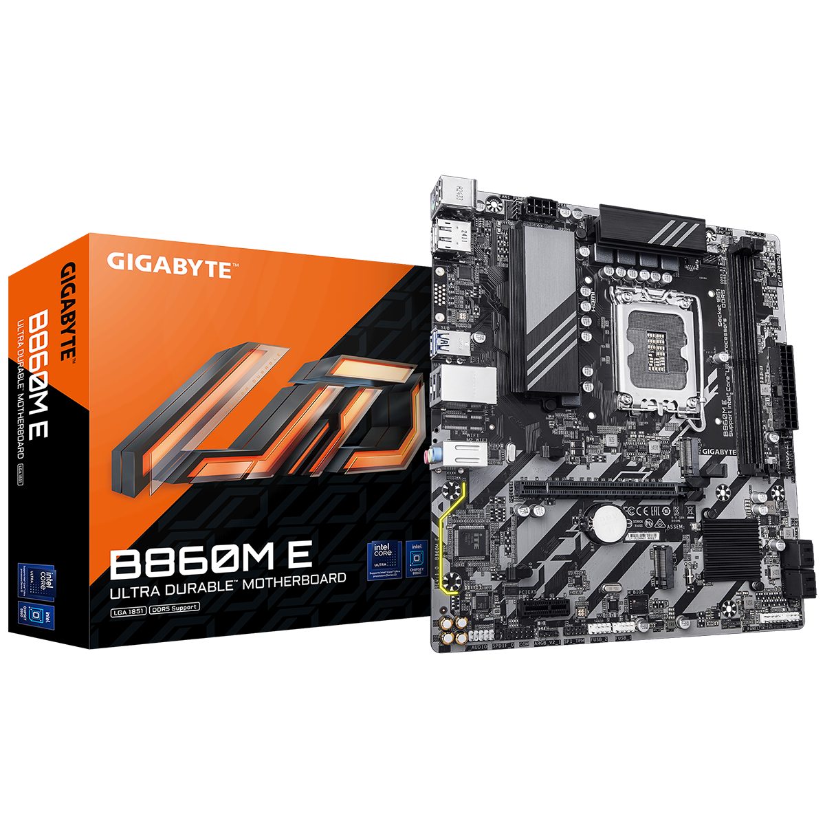 Мат. плата Gigabyte B860M E (S-1851, B860, HDMI, DP, 2DDR5, 2xM.2, PCIe 4.0, GbE LAN) Мат. плата Gigabyte B860M E (S-1851, B860, HDMI, DP, 2DDR5, 2xM.2, PCIe 4.0, GbE LAN)