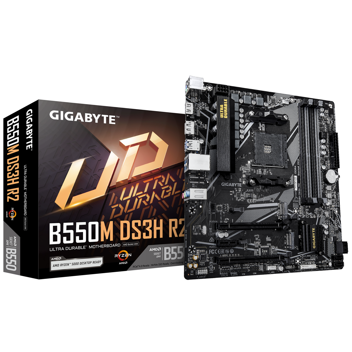 Мат. плата Gigabyte B550M DS3H R2 (S-AM4, B550, HDMI/DP, 2xM.2, 4xSATA, GbLAN, 4xDDR4, mATX)