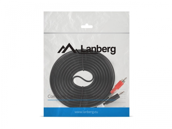 Кабель LANBERG CA-MJRC-10CC-0050-BK MINIJACK 3.5MM(M) 3 PIN->2X RCA (CHINCH)(M) 5M