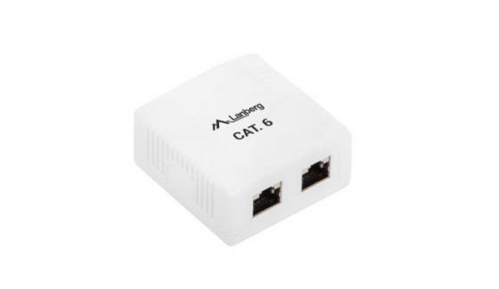Адаптер LANBERG OS6-0002-W FTP DATA BOX 2PORT SHIELDED CAT.6E