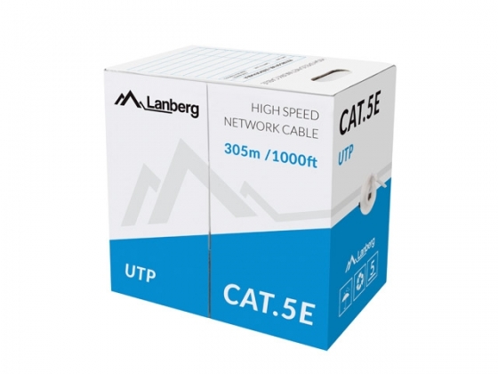 Кабель LANBERG LCF5-10CC-0305-S FTP SOLID GRAY CABLE, CCA, CAT. 5E 305M