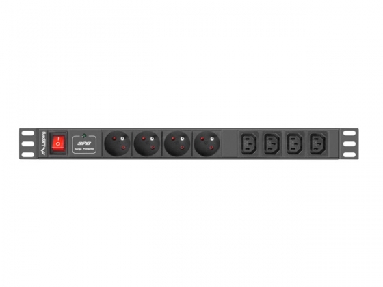Сетевой фильтр LANBERG PDU-04E04I-0200-IEC-BK (8 SOCKETS 2M 1U 10A, BLACK)