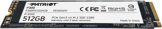 Накопитель SSD M.2 512GB Patriot P300P512GM28 P300 (M.2 2280 PCI-E, Reading 1700 MB/s, Writing 1200 Mb/s)