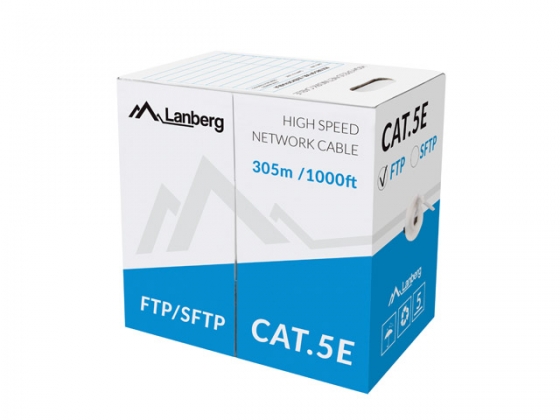 Кабель LANBERG LCF5-10CC-0305-S FTP SOLID GRAY CABLE, CCA, Cat.5, 100MHz