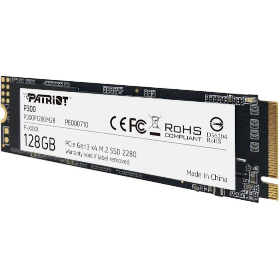 Накопитель SSD M.2 128GB Patriot P300P128GM28 P300 (M.2 2280 PCI-E, Reading 1600 MB/s, Writing 600 Mb/s)