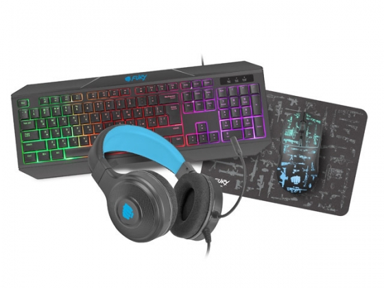 Клавиатура+Мышь+Наушники+Коврик Fury NFU-1676 (Thunderstreak 2.0, RGB, Black, USB)