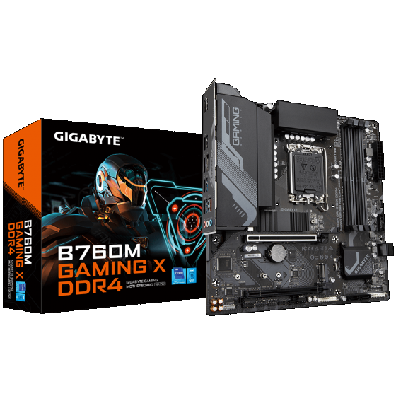 Мат. плата Gigabyte B760M Gaming X (S-1700, B760, HDMI, DP, 3xPCI-E, 4DDR4, 3xM.2, SATAIII RAID, SATA3, GbLAN)