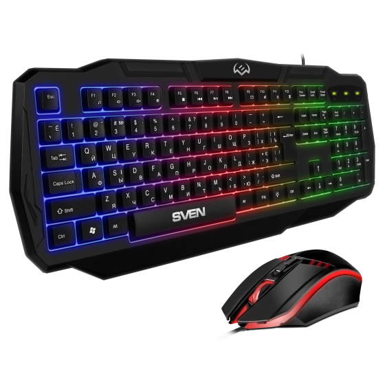 Клавиатура+Мышь SVEN GS-9100 Gaming (12xFn keys, 1600DPI, RGB, Black, USB)