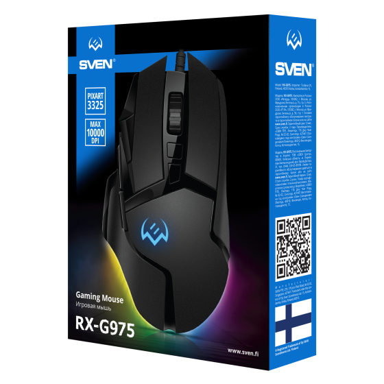 Мышь SVEN RX-G975 Gaming (9+1 keys, 10000DPI, RGB)