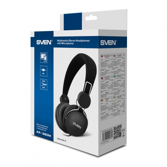 Наушники с микрофоном SVEN AP-320M (1x3.5mm, Black)