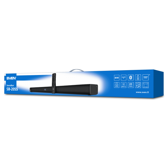 Саундбар SVEN SB-2055 (80W, Bluetooth, HDMI, R/C, Optical, USB, Display, Black)