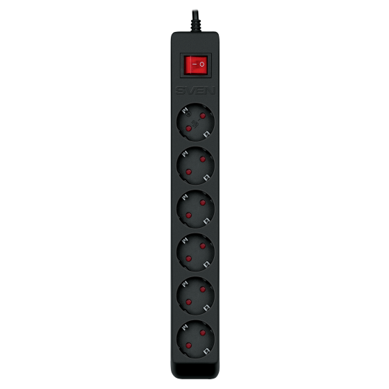 Сетевой фильтр SVEN Optima 6 1.8 (6 Euro Sockets, 1.8m, Black, 2300W)