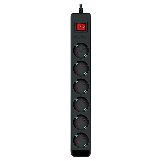 Сетевой фильтр SVEN Optima 6 3.0 (6 Euro Sockets, 3.0m, Black, 2300W)