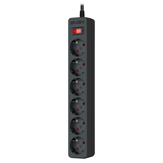 Сетевой фильтр SVEN SF-06E 3.0 (6 Euro Sockets, 3.0m, Black, 2300W)