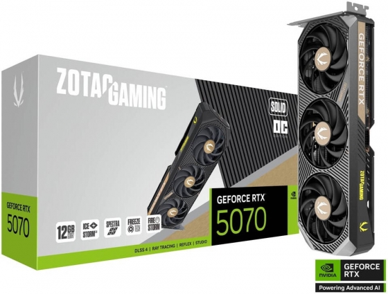 Видеокарта 12GB Zotac GeForce RTX5070 SOLID (28000MHz, GDDR7, 192bit, HDMI/3xDP)