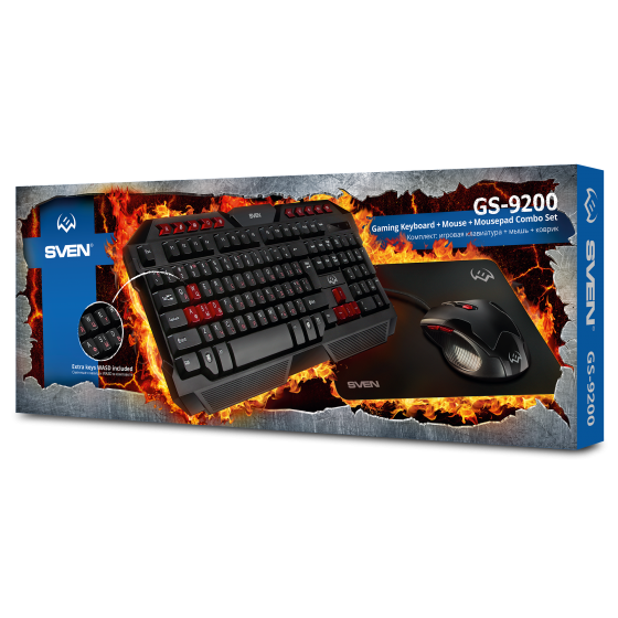 Клавиатура+Мышь+Коврик SVEN GS-9200 Gaming (2400DPI, Black, USB)