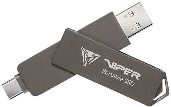 Накопитель SSD внешний 1TB Patriot Duo Compact PVP30 PVP301TB28UDG (1000Mbps, USB-A/USB-C, Black)