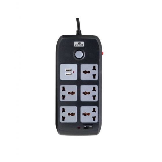 Сетевой фильтр Lightwave LW EXT 52U-2P (5 Universal Sockets, 2xUSB (2.1A), 3.0m, Black)