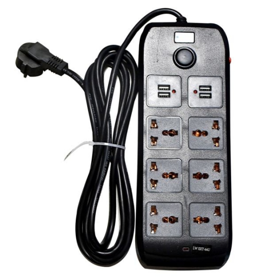 Сетевой фильтр Lightwave LW-EXT-64U-2P (6 Universal Sockets, 4xUSB, 2.0m, Black)
