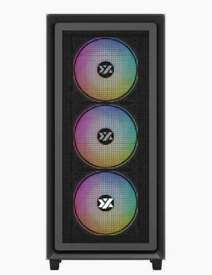 Корпус MidiTower XYZ AIRONE 100 MESH Black (w/o PSU, Side TG, 6x Integrated A-RGB Fans, X-CS-AIRONE1M-B)