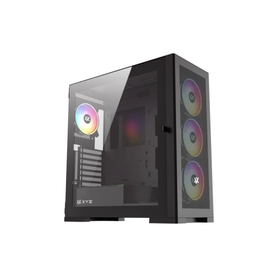Корпус MidiTower XYZ TITANIUM MESH Black (w/o PSU, Side TG, 4x Integrated A-RGB Fans, X-CS-TITANIUMMESH-B)