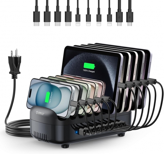 Зарядное устройство Orico DUK-10P-V1-EU-WH-BP (PC + ABS, 10 Port, Total 120W, Cooling Fan, Smart Detect, 1.2m Power Cable)