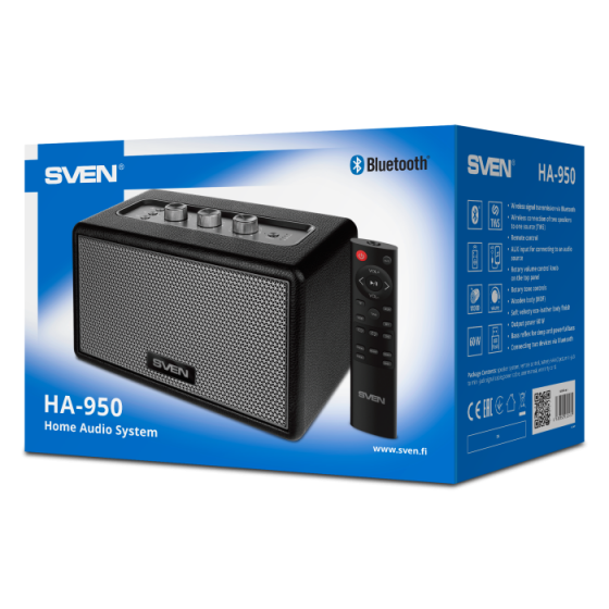 Колонка SVEN HA-950 (60W, MDF/Eco-leather, Bluetooth, USB, Micro SD, R/C, Black) Колонка SVEN HA-950 (60W, MDF/Eco-leather, Bluetooth, USB, Micro SD, R/C, Black)