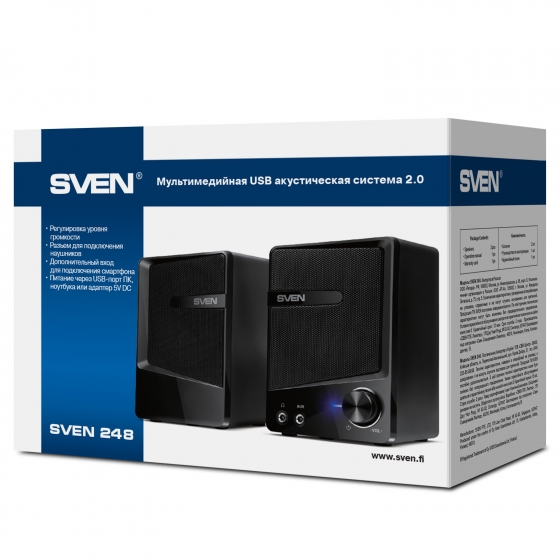 Колонки SVEN 248 (2.0, 2x3W, USB, Black) Колонки SVEN 248 (2.0, 2x3W, USB, Black)
