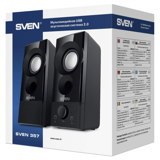 Колонки SVEN 357 (2.0, 2x3W, USB, Black) Колонки SVEN 357 (2.0, 2x3W, USB, Black)