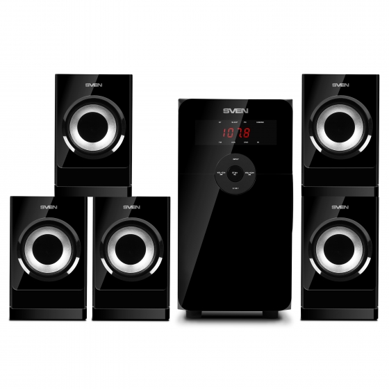 Колонки SVEN HT-201 (5.1, 20W + 5x12W, Bluetooth, FM, USB/SD, Display, R/C, Black) Колонки SVEN HT-201 (5.1, 20W + 5x12W, Bluetooth, FM, USB/SD, Display, R/C, Black)