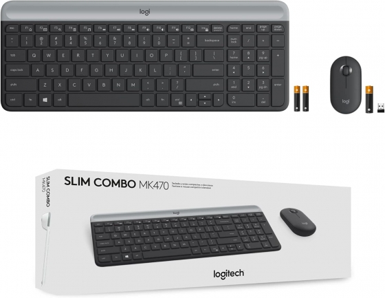 Клавиатура+Мышь беспроводные Logitech MK470 (US-Layout, Graphite, USB)